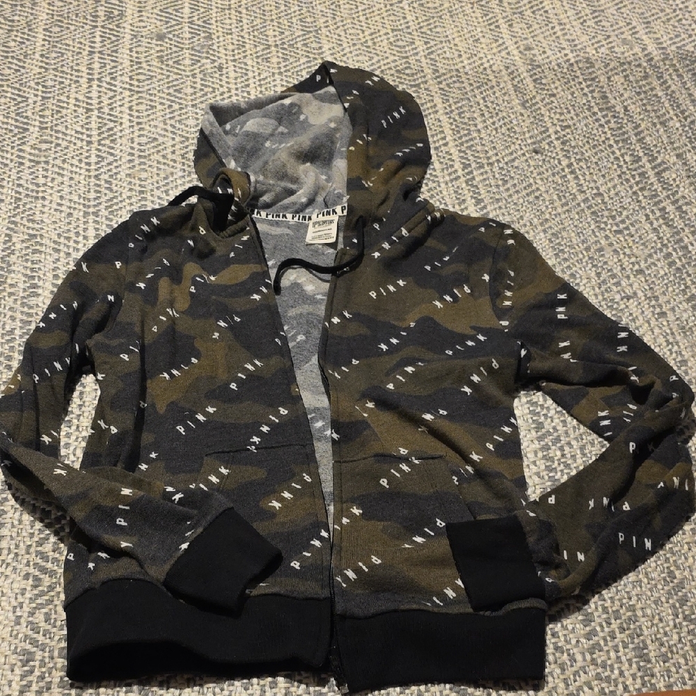 PINK Victoria's Secret Camo Hoodie - Black and Green